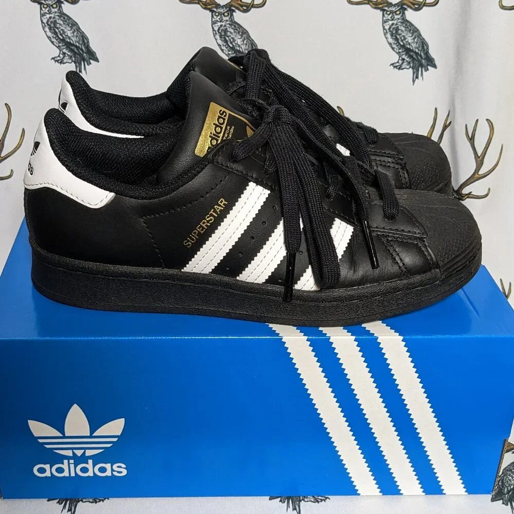 Adidas Superstar Athletic Shoes US8 Black/White Trim US Men 5 Women 6.5 - Picture 6 of 10